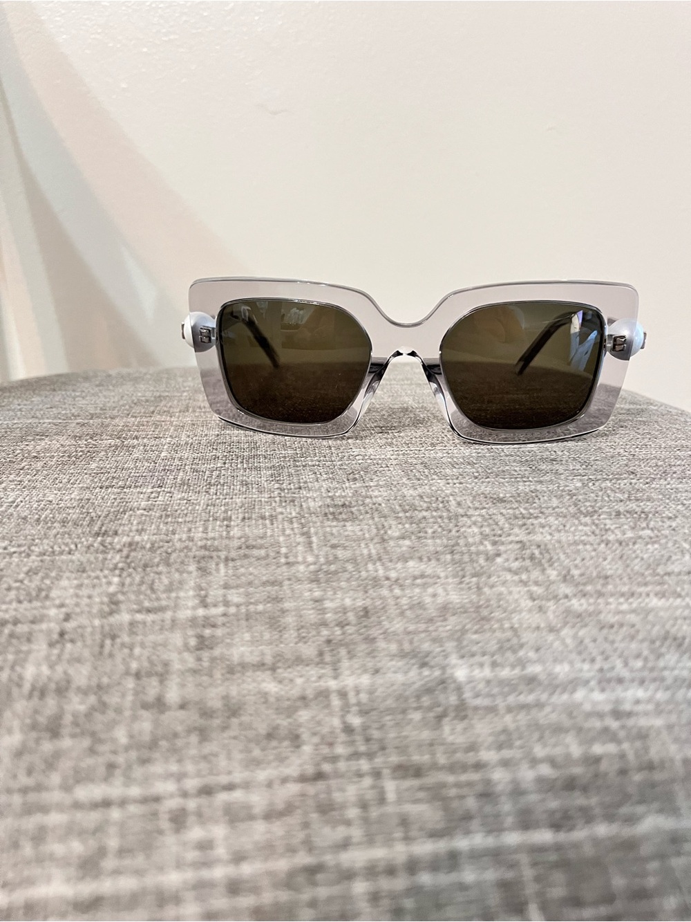 Givenchy Clear Square Sunglasses with Dark Lenses